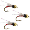 3 Pack Beadhead Red 3 Dollar Dip Serendipity Wet Fly Fishing Flies - Hook Size 16