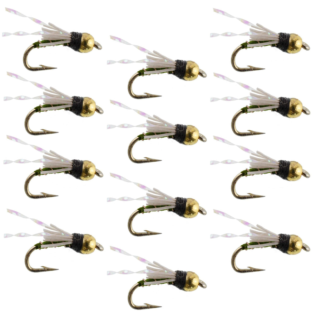 Beadhead Olive 3 Dollar Dip Serendipity Wet Fly Fishing Flies - 1 Dozen Flies Hook Size 18