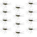 Barbless Pat's Barred Rubber Legs Tungsten Bead Jigged Black/Olive Euro Nymph  - Set of 12 Flies Hook Size 6