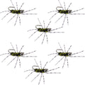 Barbless Pat's Barred Rubber Legs Tungsten Bead Jigged Black/Olive Euro Nymph  - Set of 6 Flies Hook Size 6