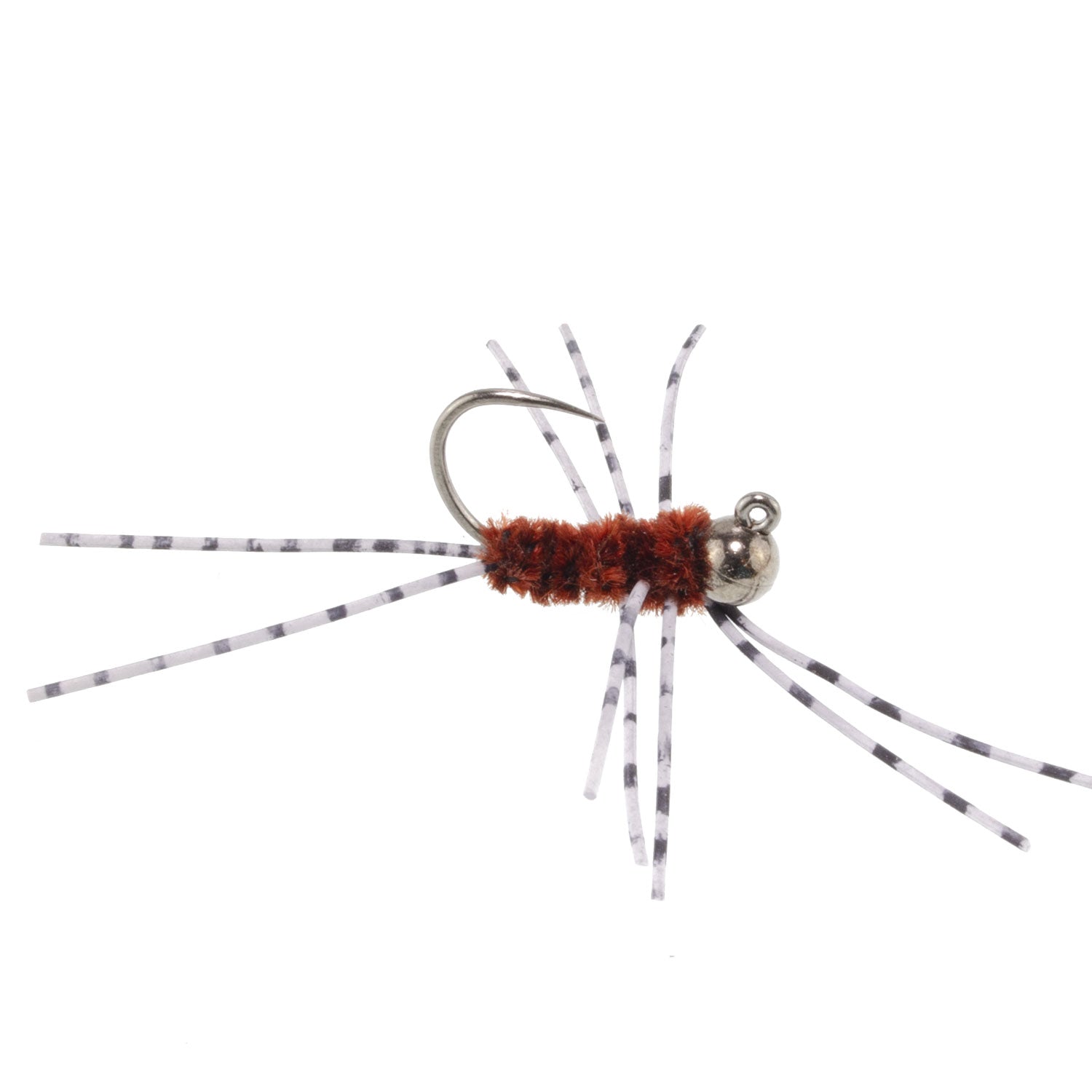 Barbless Pat's Barred Rubber Legs Tungsten Bead Jigged Brown Euro Nymph  - Set of 12 Flies Hook Size 6