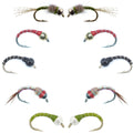 Basics Collection - Essential Bead Head Midge Nymph Assortment - 10 Wet Flies - 5 Patterns - Hook Sizes 14, 16, 18