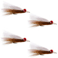 Clousers Deep Minnow Brown White - Streamer Fly Fishing Flies - 4 Saltwater and Bass Flies - Hook Size 1/0
