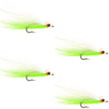 Clousers Deep Minnow Chartreuse White - Streamer Fly Fishing Flies - 4 Saltwater and Bass Flies - Hook Size 1/0