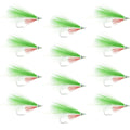 Lefty's Deceiver Saltwater Streamer Fly - Green/White - 1 Dozen Hook Size 1/0