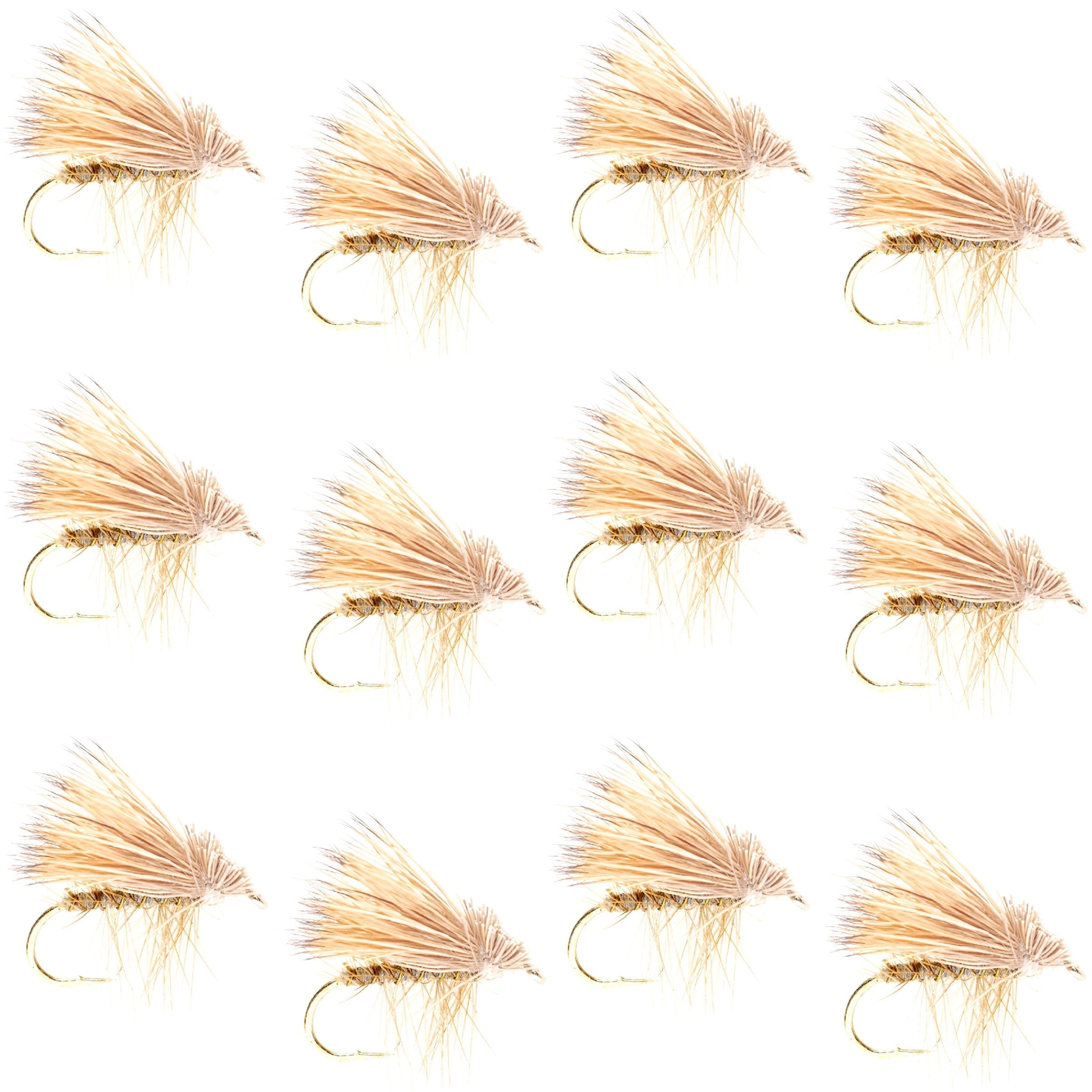 Barbless Yellow Elk Hair Caddis Classic Trout Dry Flies 1 Dozen Flies Size 14