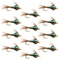 Barbless Bead Head Flashback Pheasant Tail Nymph Fly 1 Dozen Flies Hook Size 16