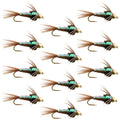 Barbless Bead Head Flashback Pheasant Tail Nymph Fly 1 Dozen Flies Hook Size 14