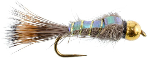 3 Pack Barbless Bead Head Flash Back Gold Ribbed Hare's Ear Nymph Flies Hook Size 16