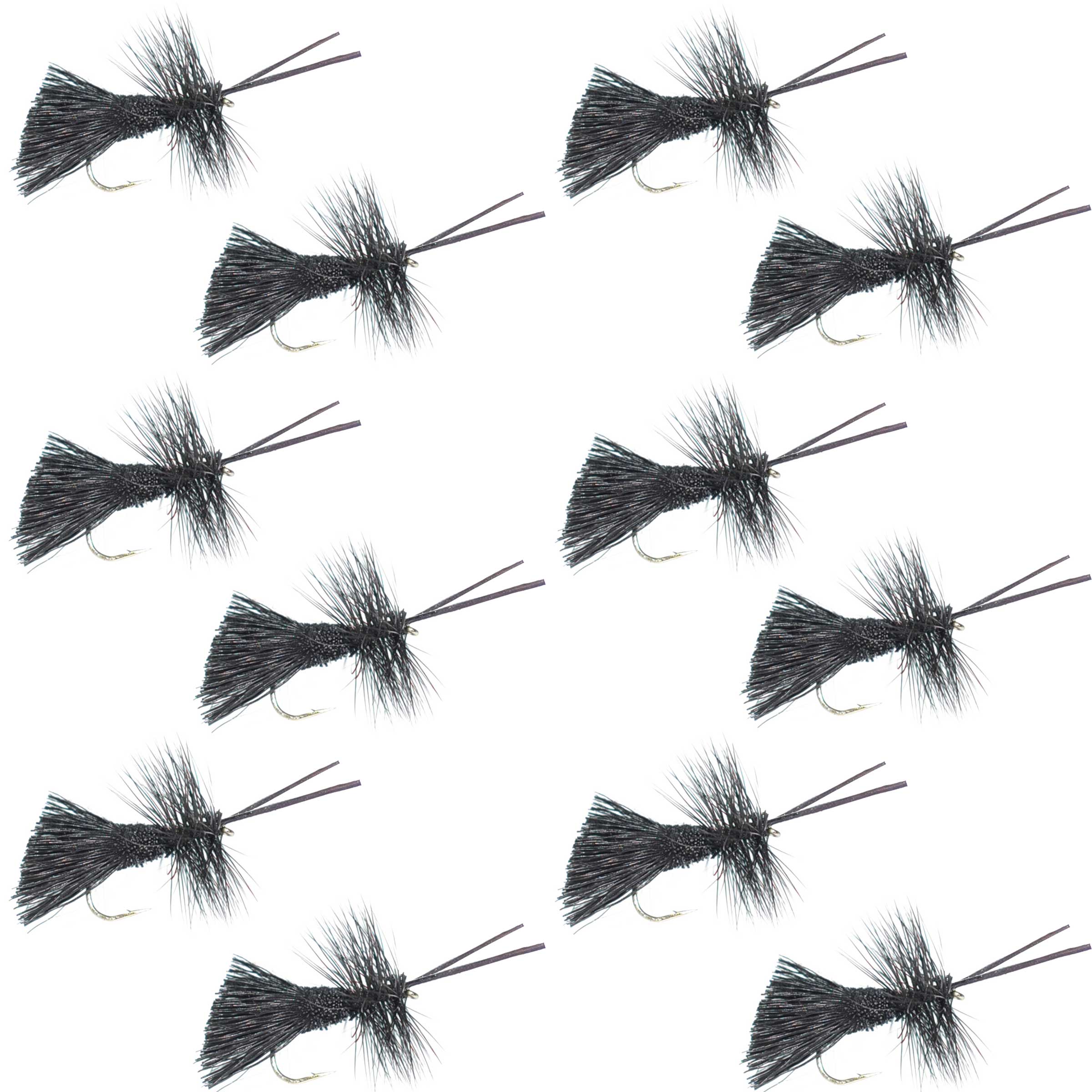 Goddard Caddis Black Dry Fly - 12 Flies Hook Size 12