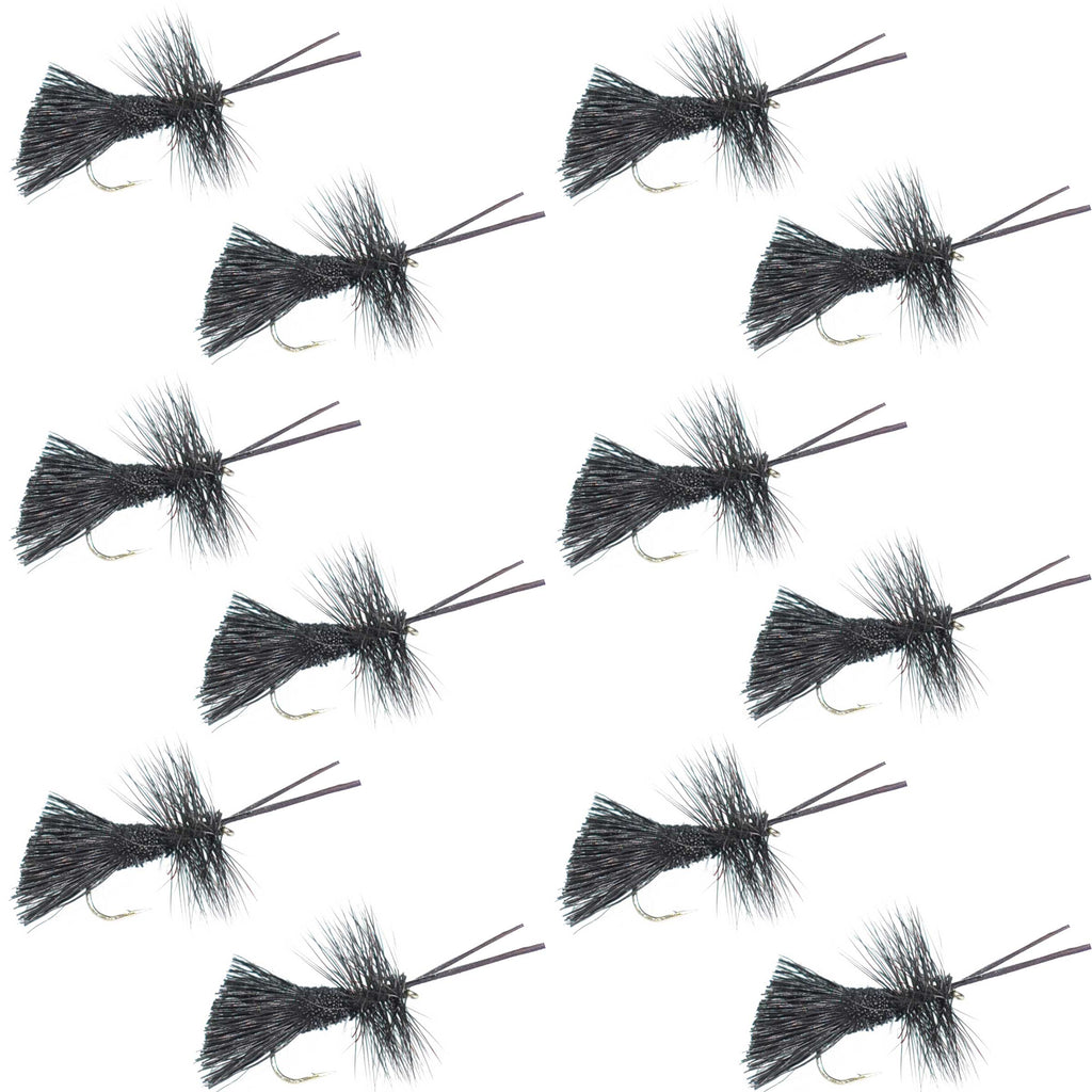 Goddard Caddis Black Dry Fly - 12 Flies Hook Size 14