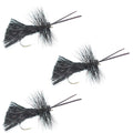 3 Pack Goddard Caddis Black Dry Fly - Hook Size 12