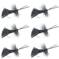 Goddard Caddis Black Dry Fly - 6 Flies Hook Size 16