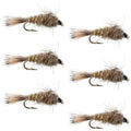 Classic Weighted Gold Ribbed Hares Ear Nymph - Set of 6 Flies - Size 16
