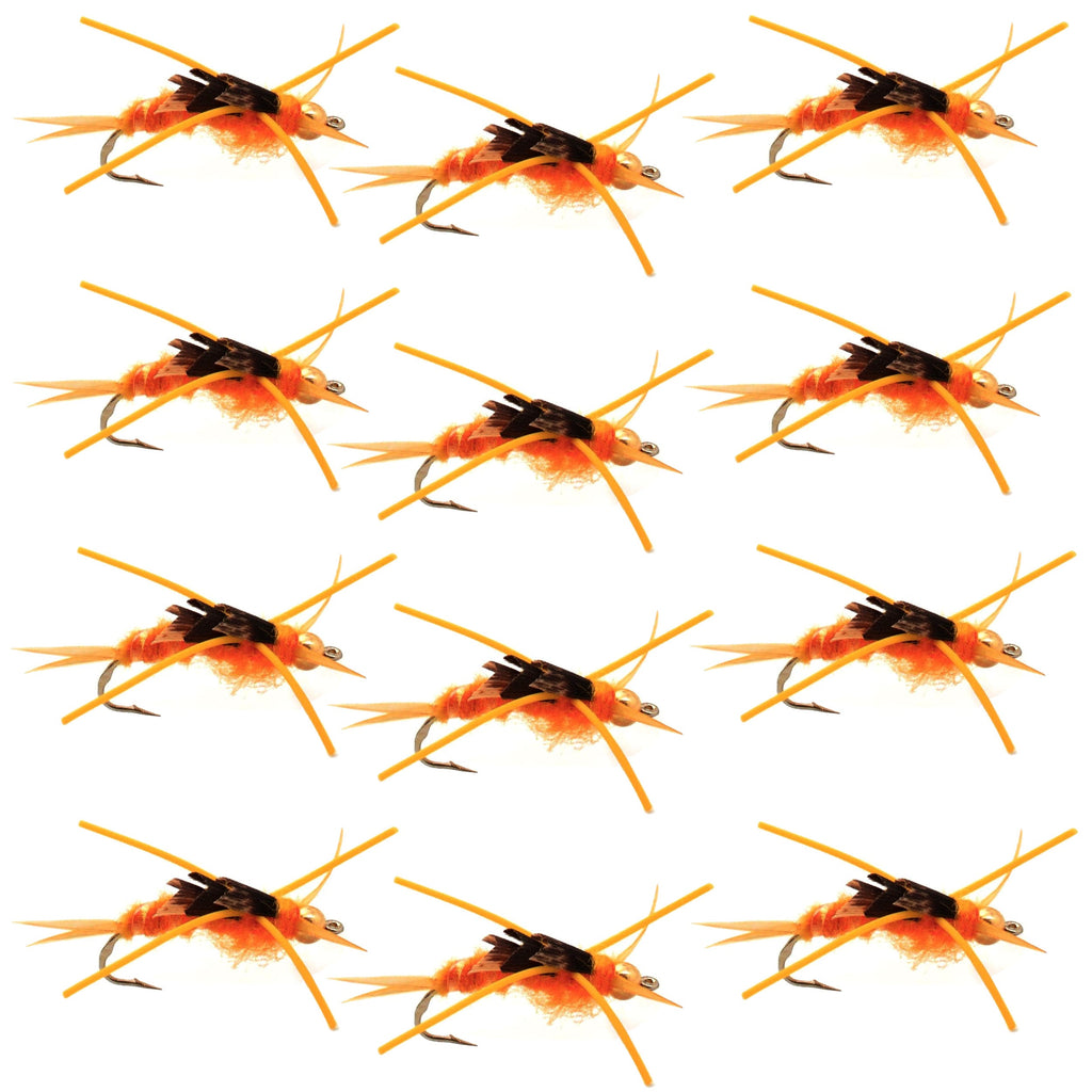 Gold Bead Kaufmann's Golden Stone Fly Nymph Rubber Legs - 1 Dozen Flies Hook Size 6