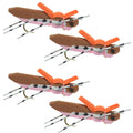 4 Pack Moorish Hopper Brown Pink Foam Body Grasshopper Fly - Hook Size 10
