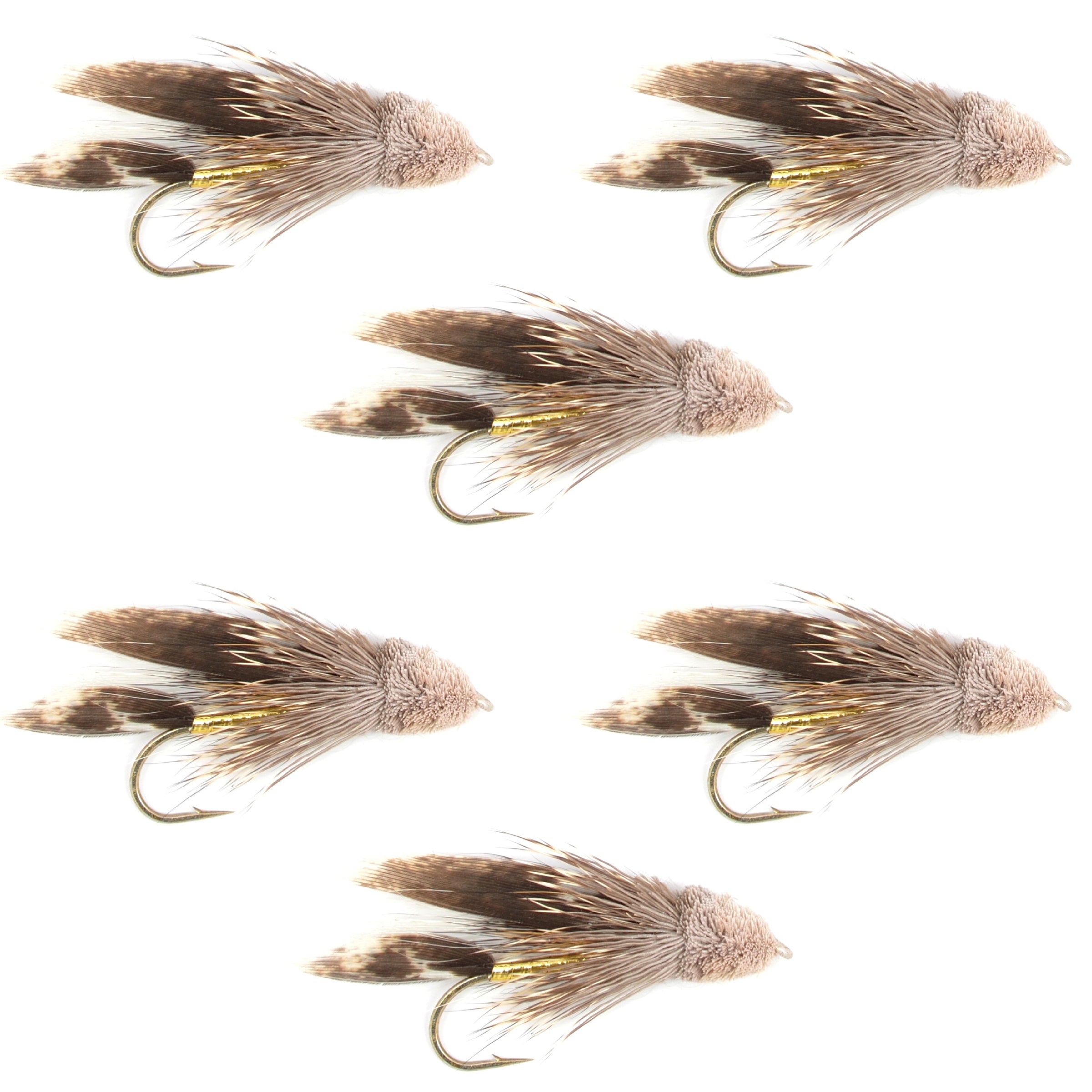 Muddler Minnow Fly Fishing Flies - Classic Bass and Trout Streamers - Set of 6 Flies Hook Size 8