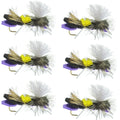 Parachute Chernobyl Ant Purple Foam Body Grasshopper Fly - 6 Flies Hook Size 10