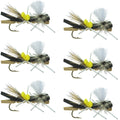 Parachute Chernobyl Ant Black Tan Foam Body Grasshopper Fly 6 Flies Hook Size 10