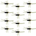 Barbless Pat's Rubber Legs Tungsten Bead Jigged Black Euro Nymph  - Set of 12 Flies Hook Size 10