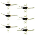 Barbless Pat's Rubber Legs Tungsten Bead Jigged Black Euro Nymph  - Set of 6 Flies Hook Size 10