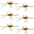 Barbless Pat's Rubber Legs Tungsten Bead Jigged Coffee/Tan Euro Nymph  - Set of 6 Flies Hook Size 10