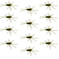 Barbless Pat's Rubber Legs Tungsten Bead Jigged Dark Olive Euro Nymph  - Set of 12 Flies Hook Size 10