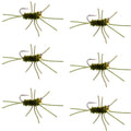 Barbless Pat's Rubber Legs Tungsten Bead Jigged Dark Olive Euro Nymph  - Set of 6 Flies Hook Size 10