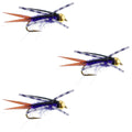 3 Pack Bead Head Purple Batman Rubber Legs Nymph Fly - Hook Size 16