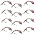 Bead Head Rainbow Warrior Nymph Fly Fishing Flies One Dozen Hook Size 16