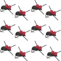 Barbless Red Top Black Foam Beetle Terrestrial Trout Dry Fly Fishing Flies - 1 Dozen Flies Size 14