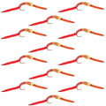 San Juan Worm Bead Head Power Worm Half and Half V-Rib - 1 Dozen Nymph Flies Hook Size 12