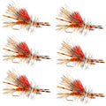 Kaufmann's Orange Crystal Stimulator Rubber Legs Dry Fly - 6 Flies Hook Size 14