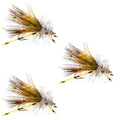 3 Pack Kaufmann's Yellow Crystal Stimulator Rubber Legs Dry Fly - Hook Size 16