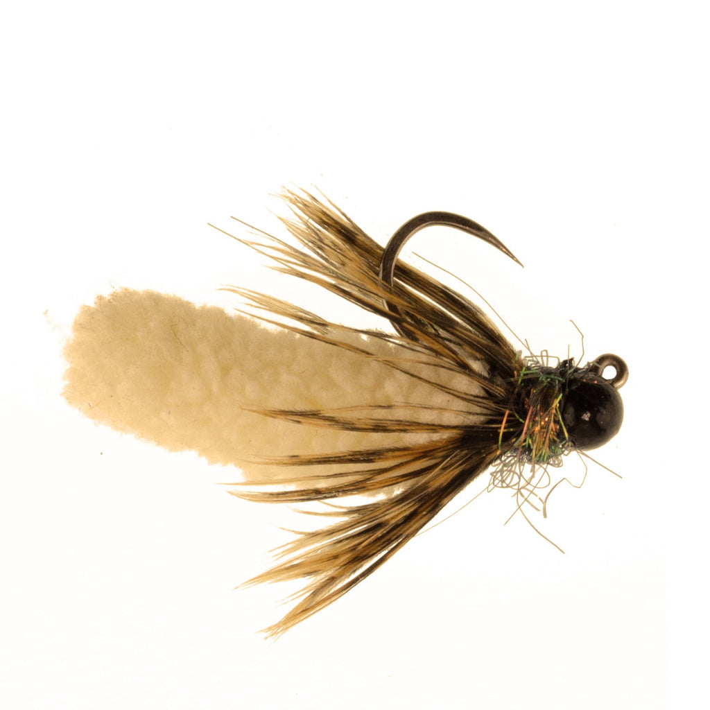 Tungsten Bead Tan Mop Fly Tactical Jig Czech Euro Nymph Barbless Fly 6 Flies - Size 14