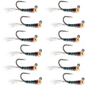 Tungsten Bead Black Perdigon Tactical Jig Czech Euro Nymph Spanish Nymphing Fly - 1 Dozen Flies Size 18
