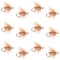 Barbless Tan Elk Hair Caddis Classic Trout Dry Flies 1 Dozen Flies Size 12