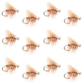 Barbless Tan Elk Hair Caddis Classic Trout Dry Flies 1 Dozen Flies Size 18