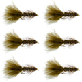 Dark Olive Bead Head Crystal Woolly Bugger Classic Streamer Flies - Set of 6 Trout Fly Fishing Flies - Hook Size 8