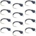 Black Zebra Midge - Black Bead Head - 1 Dozen - Size 18 - Tailwater and Lake Fly Fishing Flies