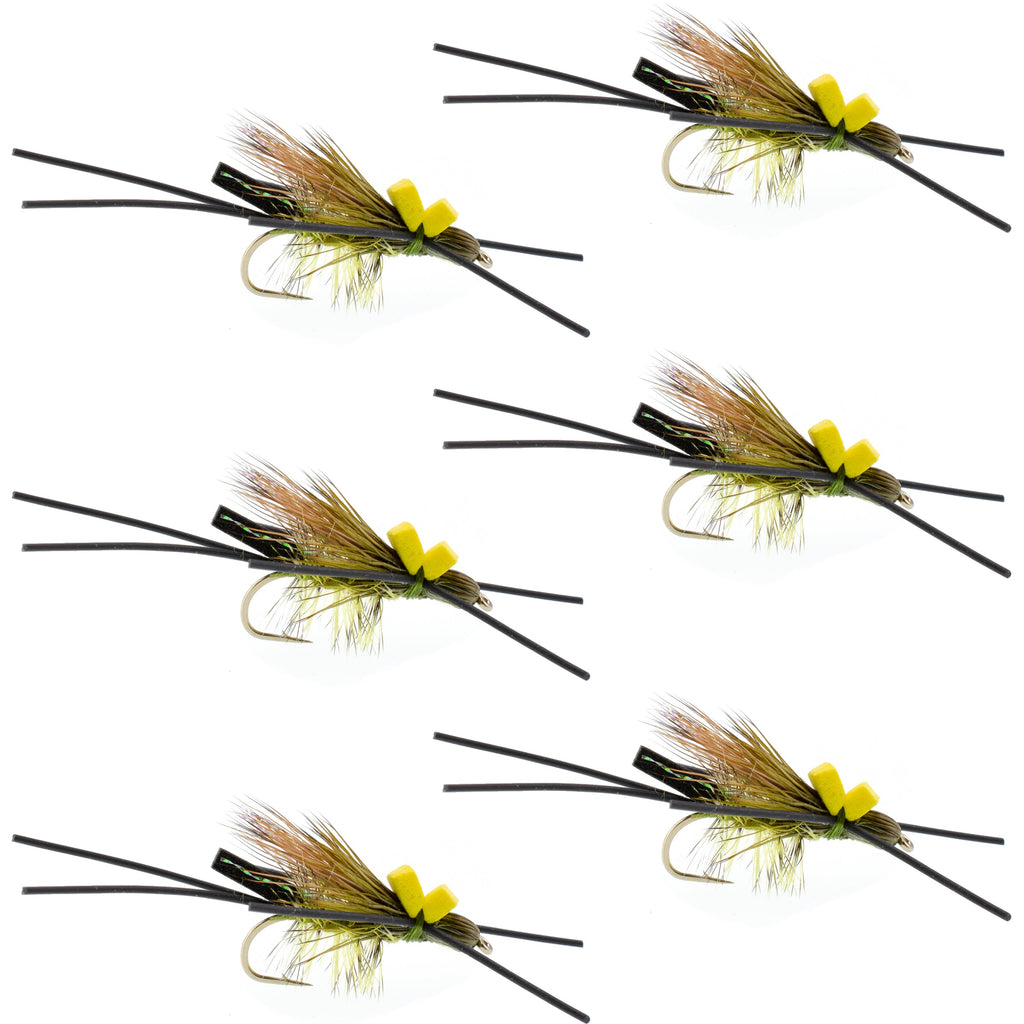 Long Tail Skwala Stone Fly Dry Trout Flies - Adult Squalla Stonefly Dry Fly - 6 Flies Hook Size 10