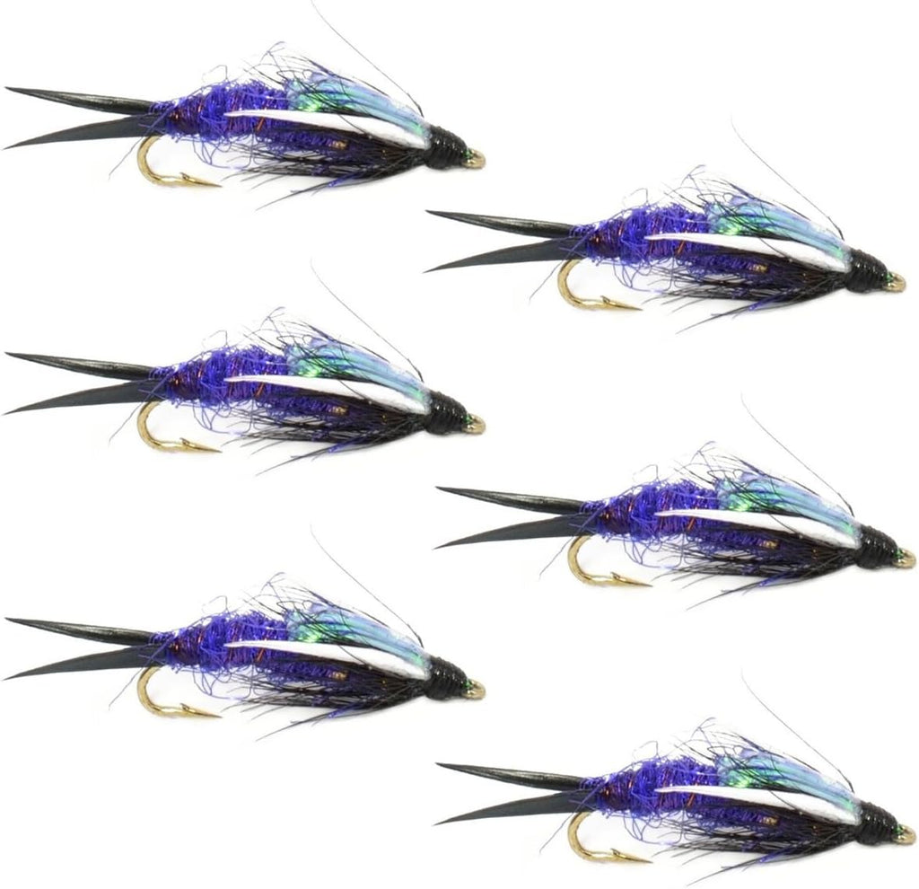 Double Bead Purple Psycho Prince Nymph Fly Fishing Flies - 6 Flies Hook Size 8