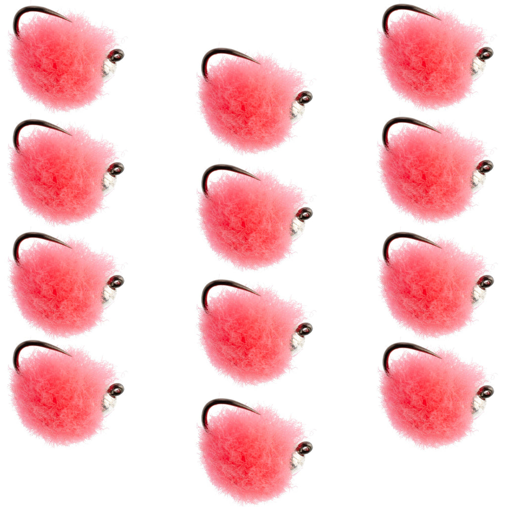 Tungsten Bead Tactical Euro Hot Pink Jig Egg Barbless Czech Nymph Fly - 1 Dozen Flies Size 16