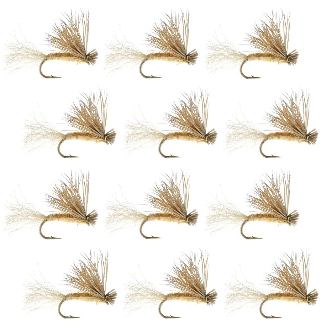 Tan X Caddis Emerging Caddis Adult Trout Dry Fly - 1 Dozen Flies Hook Size 14