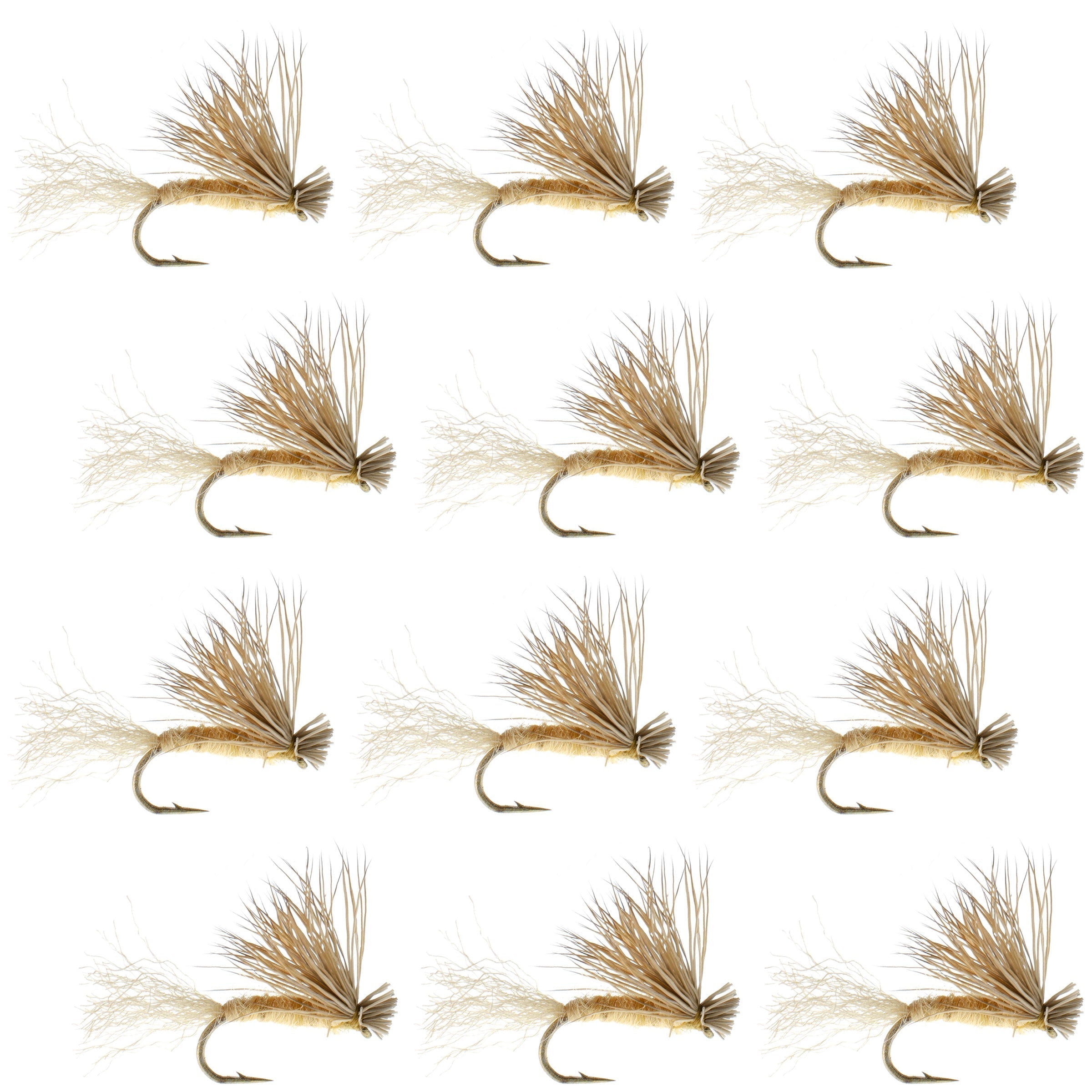 Tan X Caddis Emerging Caddis Adult Trout Dry Fly - 1 Dozen Flies Hook Size 18