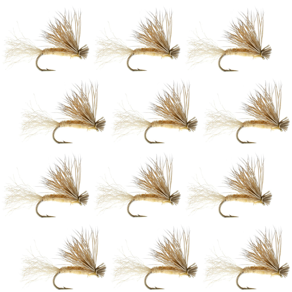 Tan X Caddis Emerging Caddis Adult Trout Dry Fly - 1 Dozen Flies Hook Size 16