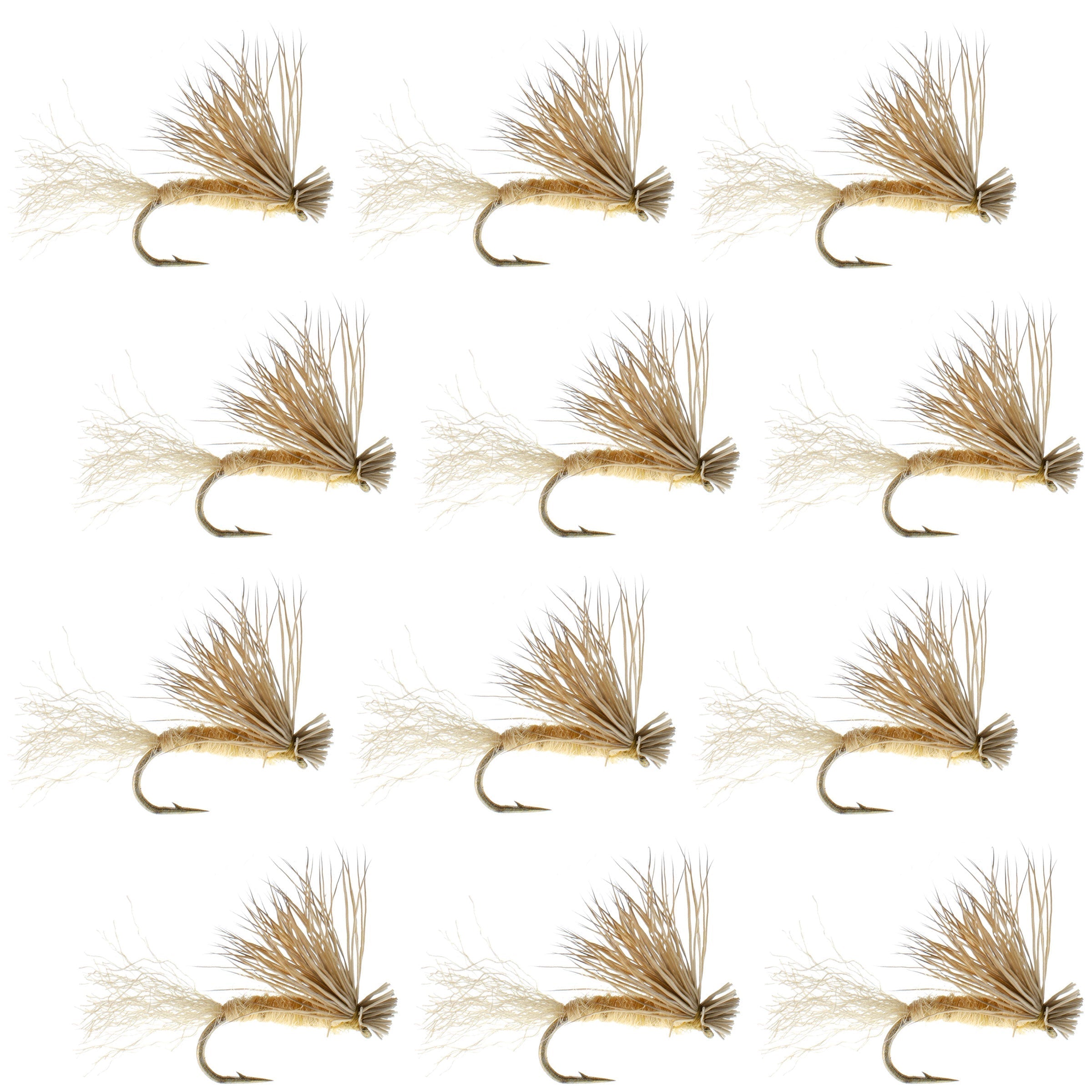 Tan X Caddis Emerging Caddis Adult Trout Dry Fly - 1 Dozen Flies Hook Size 16